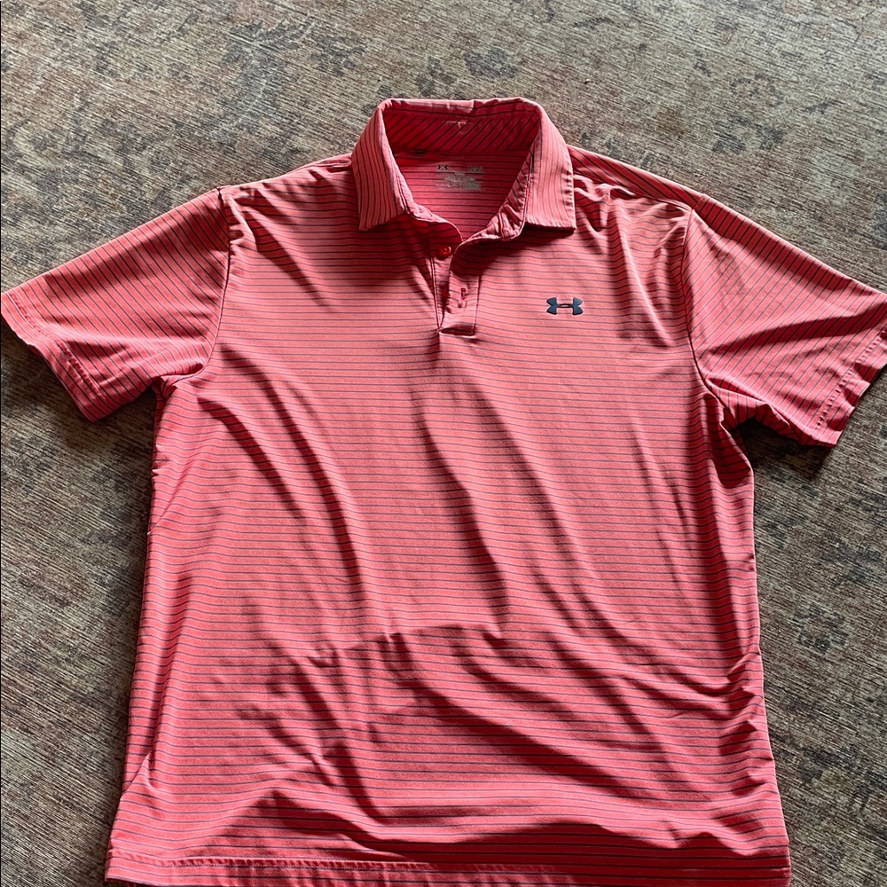 Under Armour Men's Striped Coral Polo Shirt